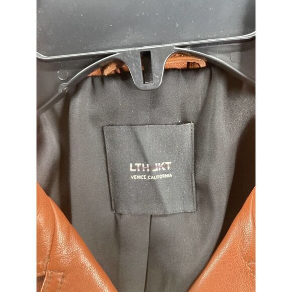 LTH JKt Mya Cropped Leather Biker Jacket Size Medium Brown - Picture 9 of 10